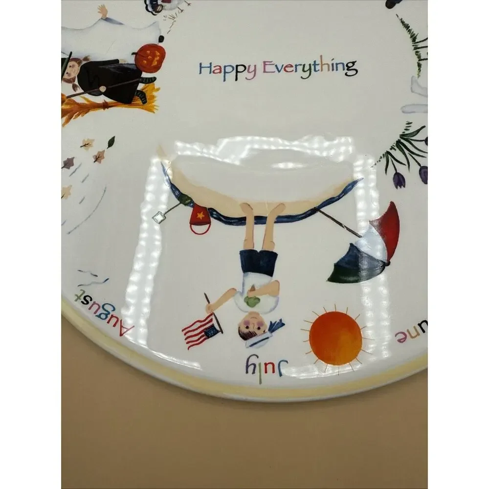 Nantucket Home Happy Everything Monthly Celebration Handled Cake Plate/Platter.
